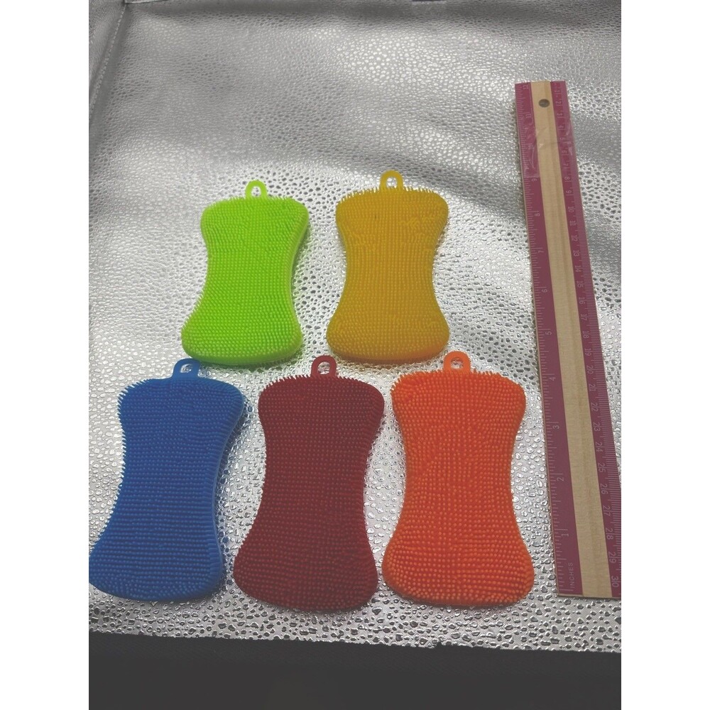 5 PackSilicone Dish Sponges Food Grade Non Scratch  Multiple Colors